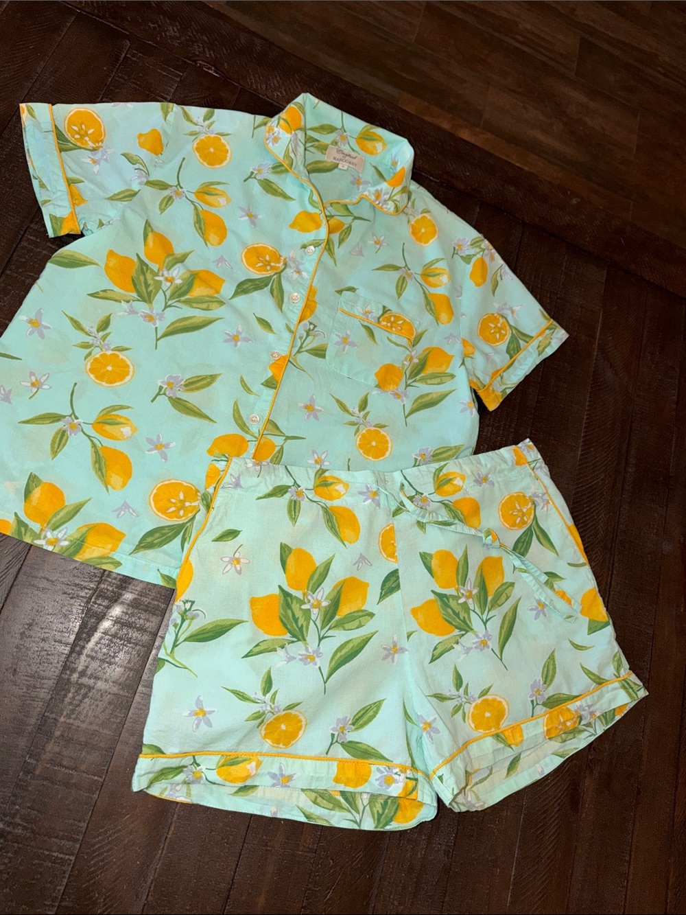 Crafted by MAHOGANY Mint-Teal Lemon Print Short Pajama Set